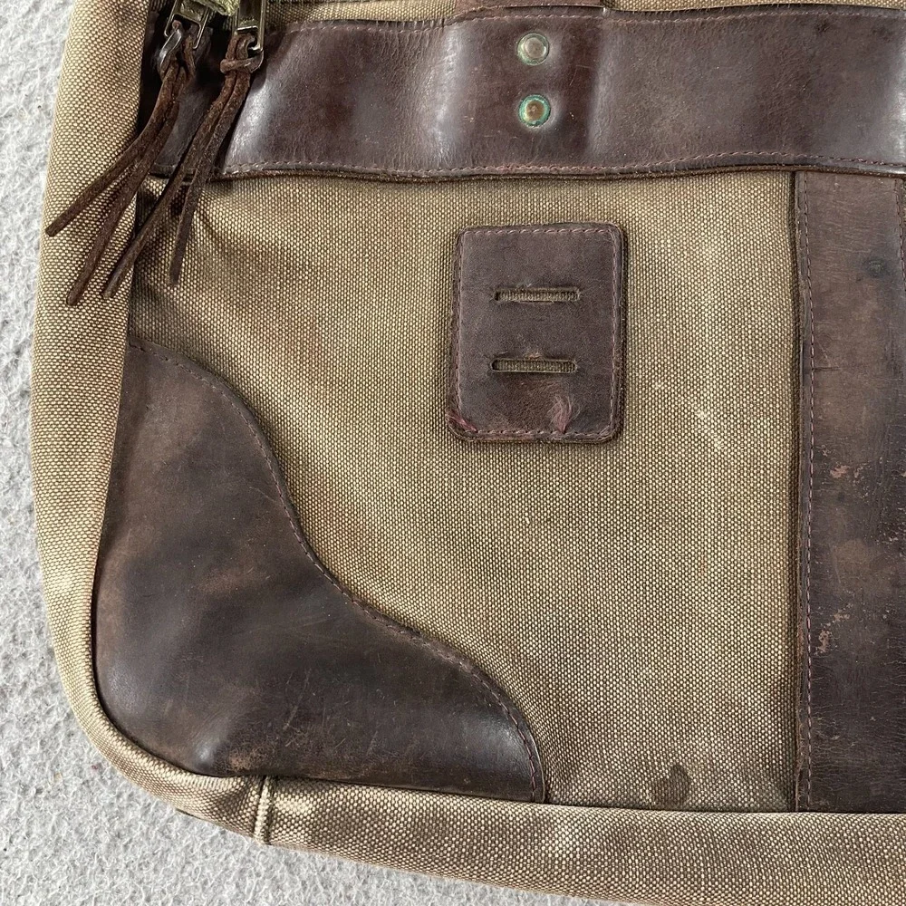 Vintage Dunns Canvas And Leather Suitcase Luggage Travel Made USA‎ *Flaws